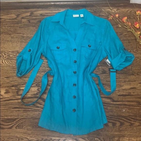 Kim Rogers button down and belted blouse - Picture 1 of 3